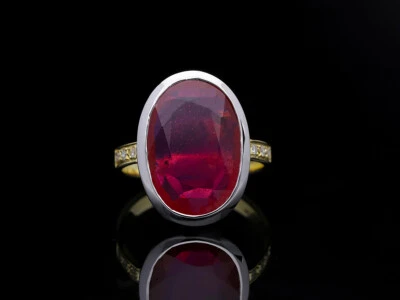 Top Preis Ring 6,14 ct. Diamanten Rubin 585 Gold 925 Silber Wert 2.500 EUR Deta - Bild 1 von 4