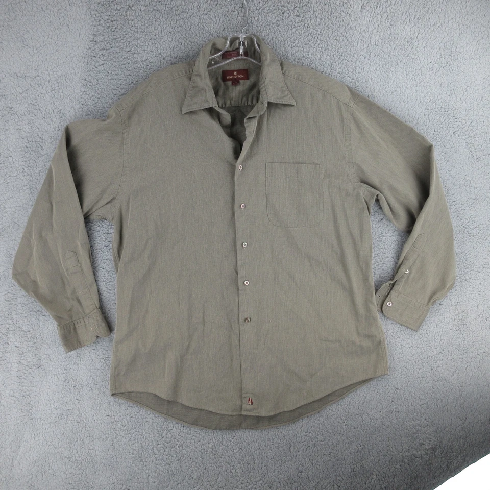 Camisa de vestir Nordstrom para hombre 17-35 beige algodón preppy manga larga con botones Foto 1 de 4
