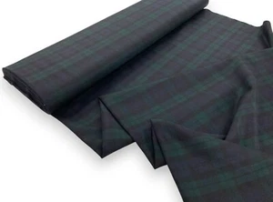 Reloj Negro Tela Lana Escocesa Escocesa Escocés Azul Marino Traje Kilt Tela de Costura - Imagen 1 de 7