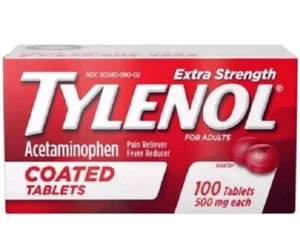Tylenol Extra Strength Pain Reliever 100 Coated Tablets Check Descripton&Picture - Picture 1 of 2