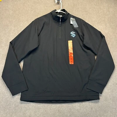 Pullover Seattle Kraken acolchado 1/4 cremallera para hombre mediano negro polar simulado NHL NUEVO Foto 1 de 4