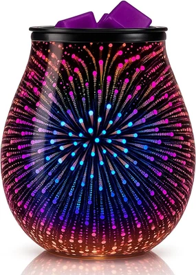 3D Glass Fireworks Electric Wax Melt Warmer with PTC Heating Plate Reusable Sili - Image 1 of 4