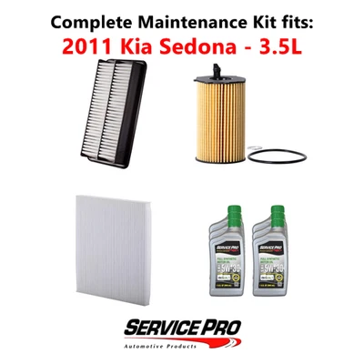 2011 Kia Sedona 3.5L Complete Cabin, Air & Oil Filter Kit (5W-30) Foto 1 de 4