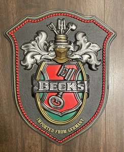 Vintage Coat Arms Becks Import Beer Bier Bar Tavern Display Sign Germany Shield - Picture 1 of 2