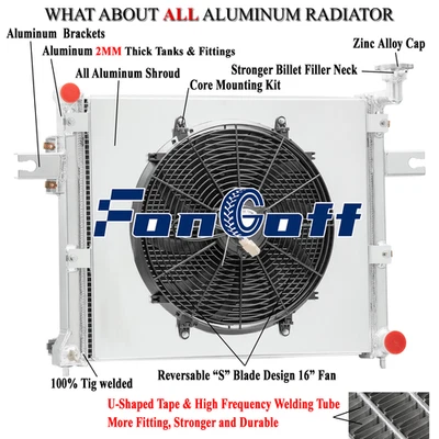 4 Row Radiator+Shroud Fan 06-2010 Jeep Grand Cherokee Commander 4.7 6.1 3.7L MT. Foto 1 de 4