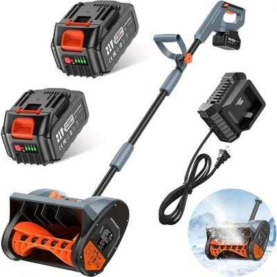 12'' Cordless Snow Shovel 21V Battery Powered Electric Snow Blower 2x 4000mah - Image 1 of 4