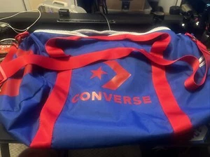 NWT Converse Logo SPORT Blue Red GRAPHIC BARRELL DUFFLE BAG GYM School Unisex - Picture 1 of 4
