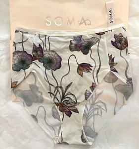 Soma Vanishing Edge Micro Modern Brief Reflection Floral M Ivory Size XL NWT - Picture 1 of 4