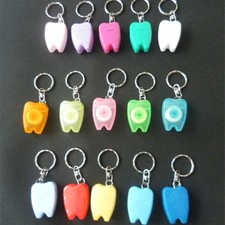 10pcs Teeth-Shaped Key Chain Type Flat-Line Portable Dental Floss Gum Practical