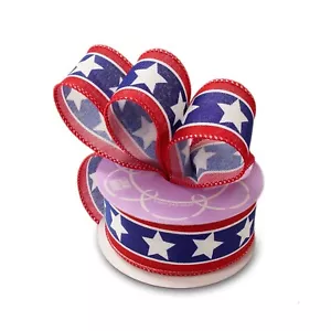 Patriotic Ribbon | American Star on White Ribbon - 1 1/2in.x10Yds (pm565081501) - Picture 1 of 1