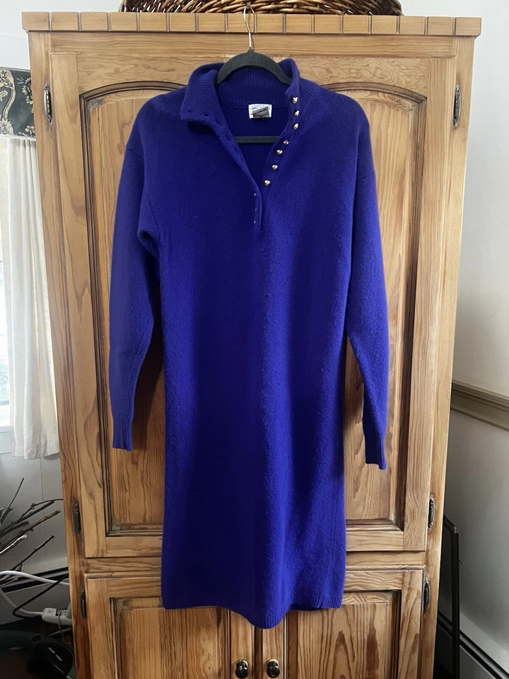 Vintage Darian Royal Purple Lambswool Sweater dress Size L  - Image 1 of 4