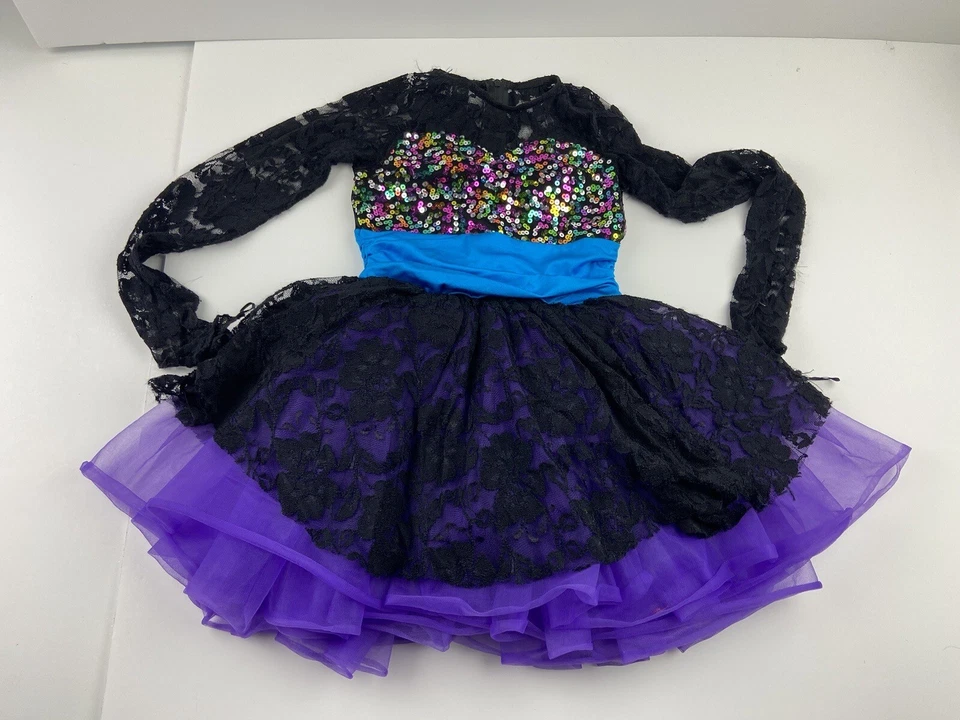 Alexandria Girls Dress Size 10 Black And Purple Pageant Dress Costume Sparkling - Image 1 of 4