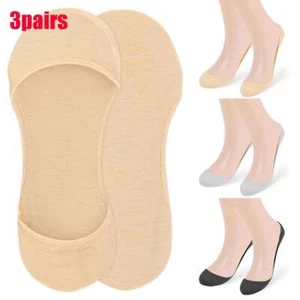 3 Pairs Womens No Show Nonslip Silicone Invisible Liner Low Cut Boat Socks - Picture 1 of 13