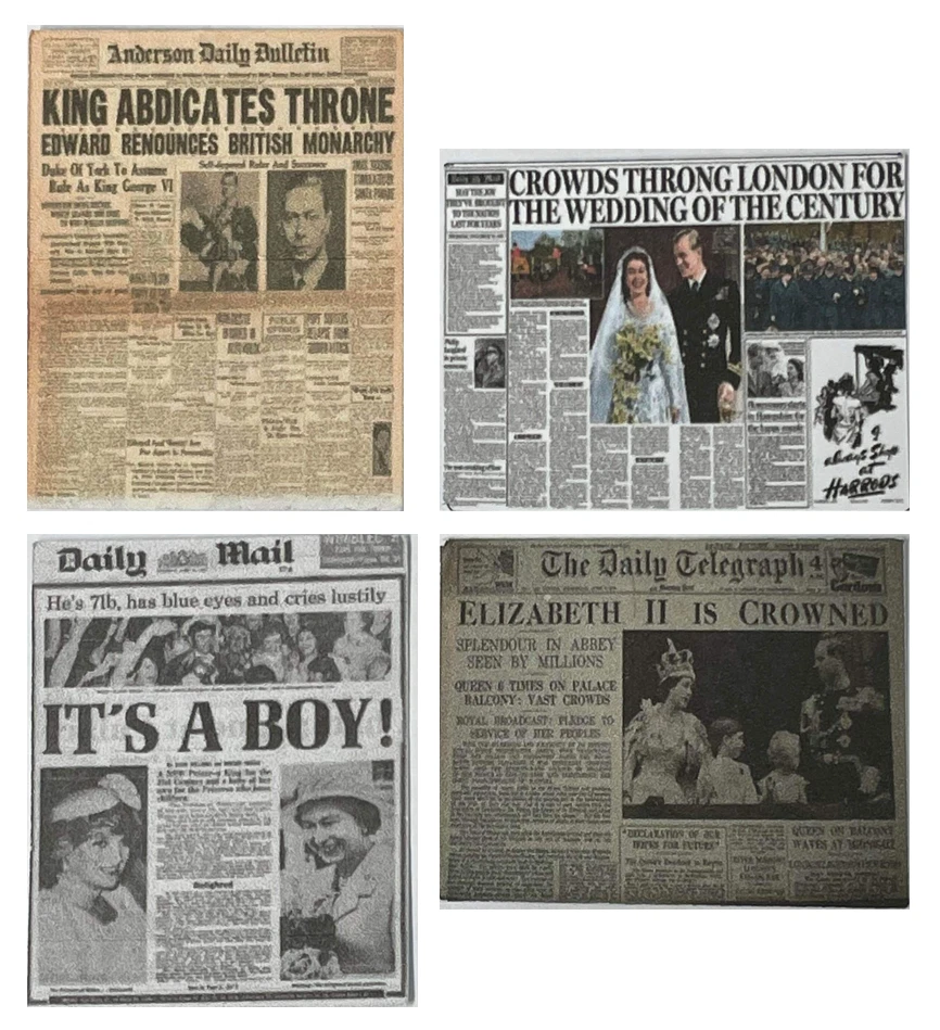 Bambole Casa Regina Elizabeth II Royal Famiglia Titolo Giornale Poster 1:12 - Immagine 1 di 4