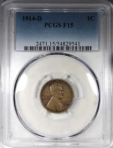 1914-D Lincoln Cent PCGS F15 KEY DATE 1C Low Grade Affordable - Picture 1 of 2
