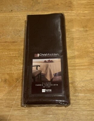 "Mantel de tela marrón chocolate filigrana Chris Madden 60x84""" Foto 1 de 4