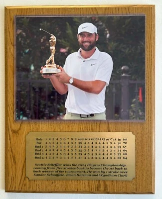 Placa fotográfica Scottie Scheffler 2024 Players Champion 8x10 con placa de identificación grabada Foto 1 de 4