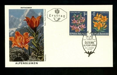 Postal History Austria FDC #764-769 SET OF 3 Alpine Flowers plants 1966 - Image 1 of 4
