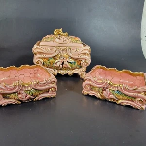 Ardalt Capo d’oro Italy Pink Rose Rosa Trinket Box Handpainted Set w/ Lid 5069 - Picture 1 of 18