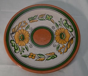 Sunflower Platter 10.5" Serving Plate Hand Painted Terracotta Folk Art - Picture 1 of 6