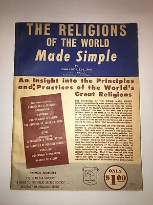 THE RELIGIONS OF THE WORLD MADE SIMPLE BY JOHN LEWIS 1958 PAPERBACK RARE VINTAGE - Image 1 of 4