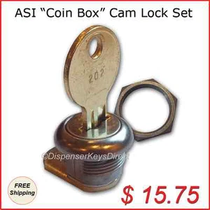 ASI - Coin Box Cam Lock Set "L-002" for Vendor Type Dispensers (1/set) - Picture 1 of 3