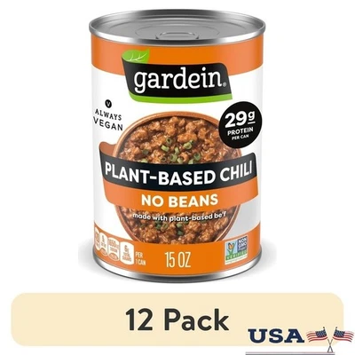 12 Pack Vegan Chili No Beans Plant Based Non GMO Ready to Eat Protein Meal - Изображение 1 из 4