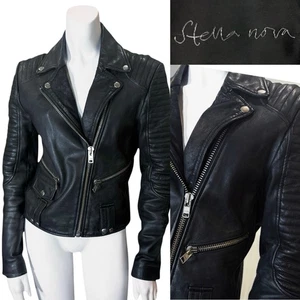 Anthropologie STELLA NOVA LEATHER BIKER JACKET 36 S Motorcycle Retro Moto SOFT - Bild 1 von 11