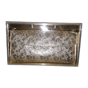 Vintage Amity Cow Hide Gold Embossed Flowers Women’s Wallet Kiss Lock NOS - Picture 1 of 12