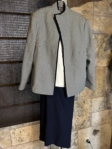 PO Liz Claiborne 3-teiliger marineblauer & cremefarbener Hosenanzug Größe 20W - Bild 1 von 12