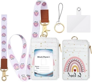 2-in-1 Lanyard Wallet with Id Badge Holder, Badges Lanyards Neck Black - Picture 1 of 7