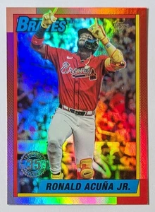 2025 Topps Update #U9022 - Ronald Acuna Jr. 1990 35th Anniversary Rainbow Foil - Picture 1 of 2