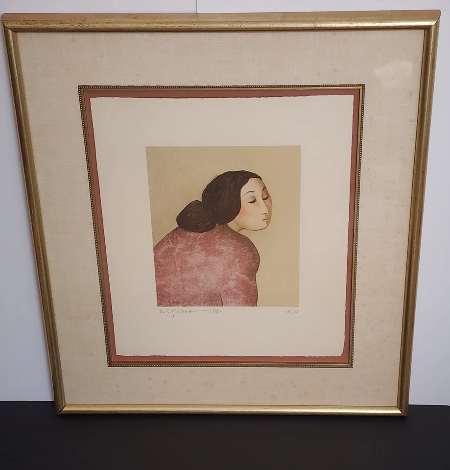 R.C. GORMAN "Cholena" 1980 Original Artista Prueba Lápiz Firmado y Estampado Enmarcado Foto 1 de 4