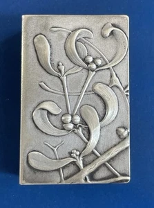 Étui à allumettes Art Nouveau décor GUI métal argenté Jugendstil Misletoe box - Bild 1 von 9