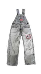 Vintage OshKosh B’Gosh Overalls Vestbak Sz 5 Kids Made In USA Patches Gray RARE - Picture 1 of 22
