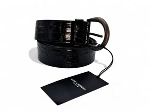 NEU MIT STAUBBEUTEL YSL SAINT LAURENT LEDERGÜRTEL IN KROKOOPTIK ZUSTAND GR. Large - Bild 1 von 14