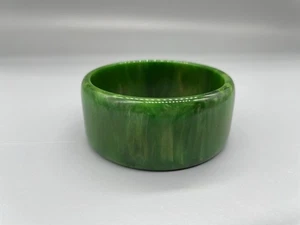 Pulsera brazalete baquelita ancha jaspeada verde vintage muñeca pequeña hecha a medida - Imagen 1 de 5