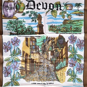 Vintage Geschirrtuch Devon Souvenir Causeway - Bild 1 von 5