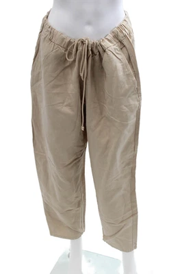 Pantalones de chándal recortados Eileen Fisher para mujer beige con cordón Tencel lino talla XL Foto 1 de 4