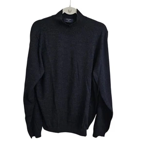 Brooks Brothers 346 Sweater Large Dark Blue Fine Italian Merino Wool Mock Neck - Picture 1 of 9