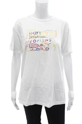 Rosie Assoulin Womens Graphic Short Sleeves Tee Shirt White Cotton Sizwe Medium - Image 1 of 4