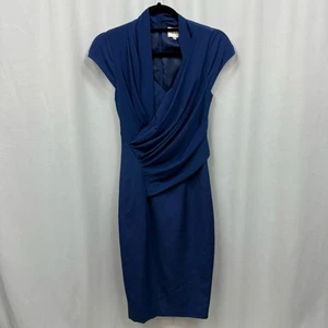 Reiss Royal Blue Cap Sleeve V-Neck Knee Length Column Dress 2 - Picture 1 of 6