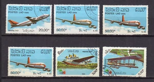 Laos 1985-86 avions lot de 6 timbres oblitérés /TE4331d - Picture 1 of 1