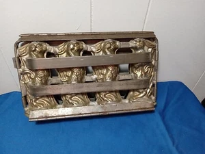 Antique 1800s German Chocolate Rabbit "Ears Down" Candy Quadruple Mold Hinged - Picture 1 of 4