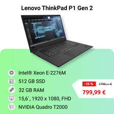 Lenovo ThinkPad P1 Gen2 Xeon E-2276M 32 GB 512 GB 15,6"" FHD nVidia T2000 retroilluminato