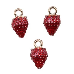 40 pcs KC Gold Color Alloy Enamel Strawberry Charms 15X9MM DIY Jewelry Making - Picture 1 of 3