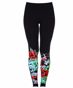 Women Girls Funky Tatto printed 3D Print Stretchy Legging Bottom Trouser UK 8-14 - Picture 1 of 4