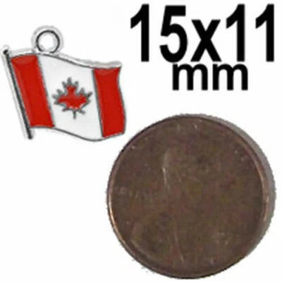 10 piezas 15 mm x 11 mm Canadá bandera canadiense joyería encanto/colgante colgante Foto 1 de 2