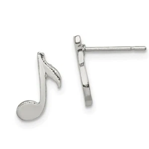 Sterling Silver Musical Note Mini Earrings - Picture 1 of 2