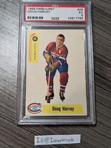 1957-58 Parkhurst #49 Doug Harvey PSA 5 EX Vintage Graded Hockey Canadians